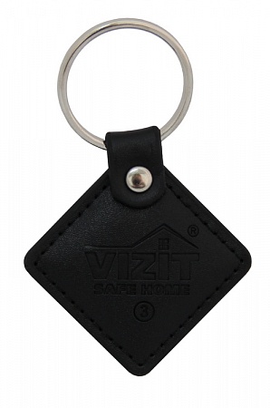 VIZIT  -  RF2.2 BLACK Ключ RF (RFID брелок EM  -  Marine), кожаный брелок с тиснением логотипа, черный
