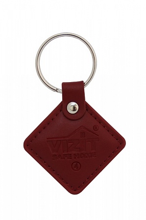 VIZIT  -  RF2.2 RED Ключ RF (RFID брелок EM  -  Marine), кожаный брелок с тиснением логотипа, красный